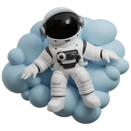 Astronaut Relaxing On Clouds  3D Illustration