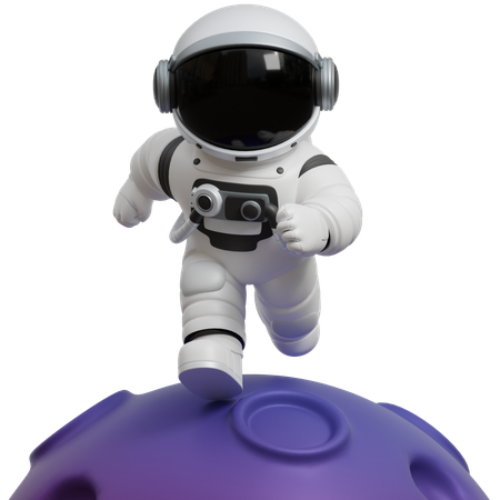 Astronaut läuft auf dem Mond  3D Illustration