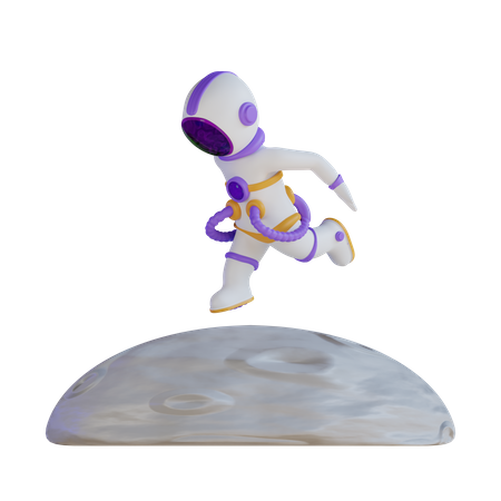 Astronaut läuft auf dem Mond  3D Illustration