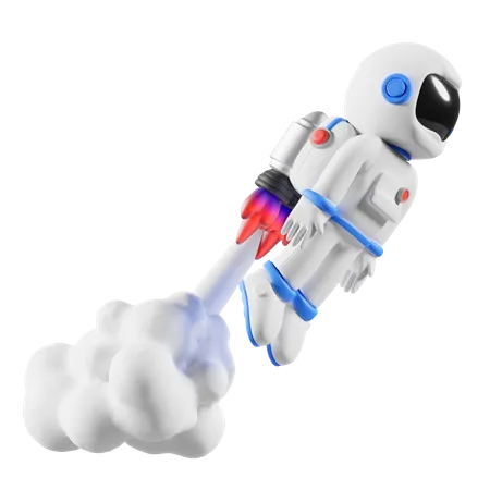 Astronaut riding on jetpack  3D Illustration