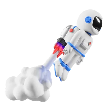 Astronaut riding on jetpack 3D Illustration