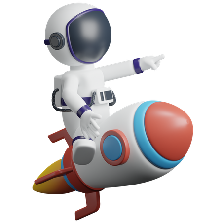 Astronaut Riding On Rocket  3D Icon