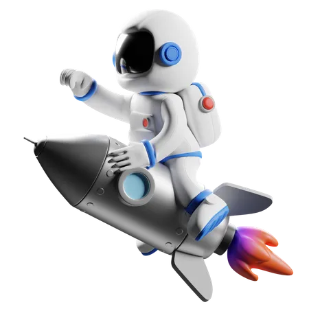 Astronaut riding on rocket  3D Illustration