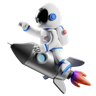 3d astronaut on rocket logo