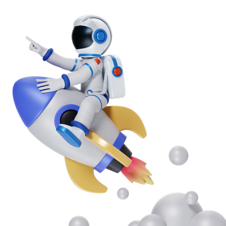 Astronaut Riding Rocket  3D Icon