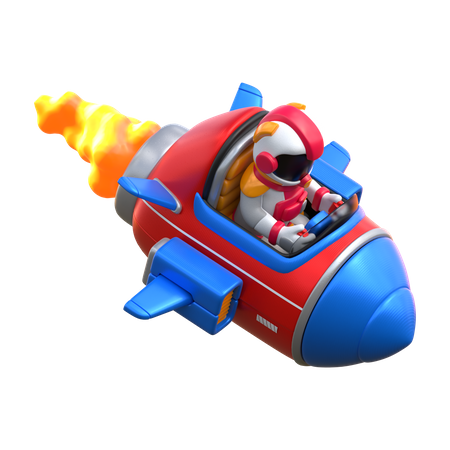 Astronaut Riding Rocket  3D Icon