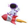 3ds of astronaut riding rocket