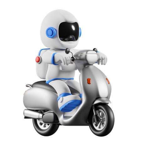 Astronaut riding scooter  3D Illustration