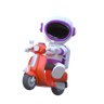 astronaut riding scooter 3d images