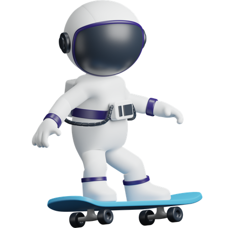 Astronaut Riding Skateboard  3D Icon