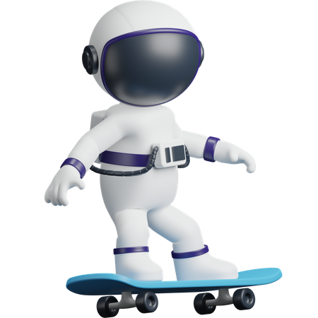 Astronaut Riding Skateboard  3D Icon