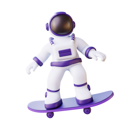 Astronaut Riding Skateboard 3D Illustration