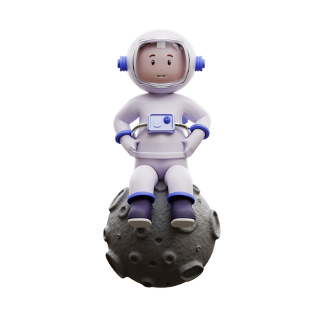 Astronaut Rising To The Moon  3D Icon