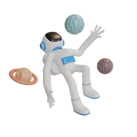 Astronaut roaming in space  3D Illustration