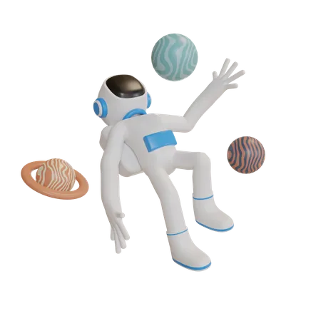 Astronaut roaming in space  3D Illustration