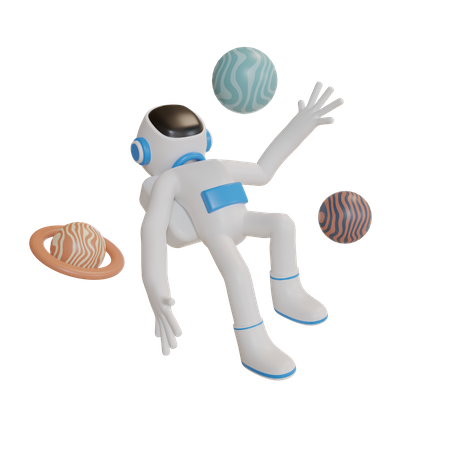 Astronaut roaming in space 3D Illustration