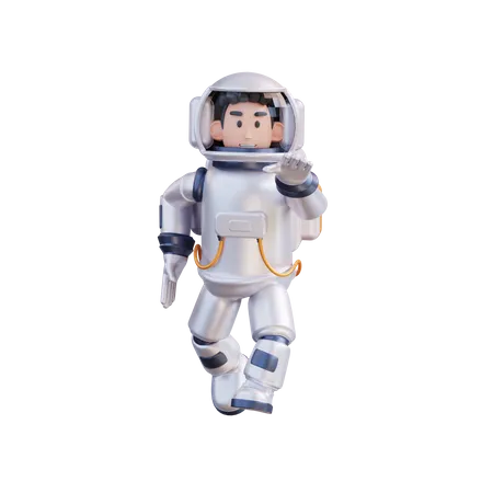 Astronaut running in outer space  3D Illustration