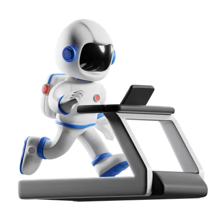 Astronaut running on treadmill  3D Illustration