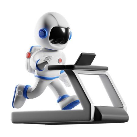 Astronaut running on treadmill 3D Illustration