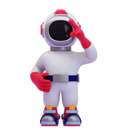 Astronaut grüßt mit zwei Fingern  3D Icon