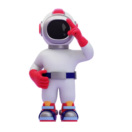 Astronaut grüßt mit zwei Fingern  3D Icon