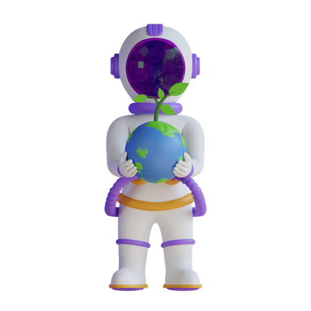 Astronaut save Earth  3D Illustration