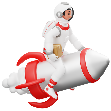 Astronaut schickt ein Paket  3D Illustration