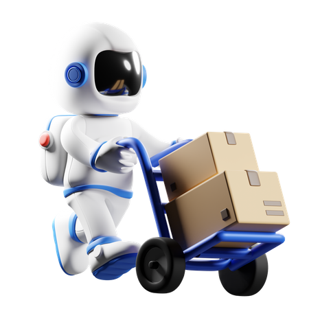 Astronaut schiebt Paketwagen  3D Icon