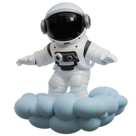 Astronaut schwebt auf Wolken  3D Illustration