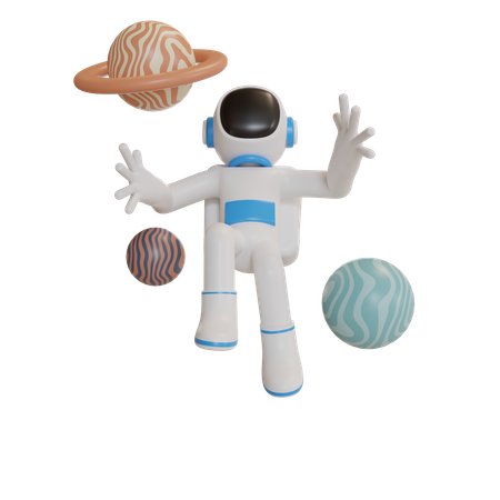 Astronaut schwebt im Weltraum  3D Illustration