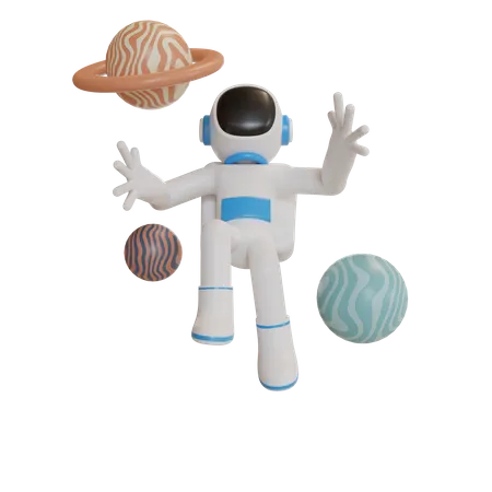 Astronaut schwebt im Weltraum  3D Illustration