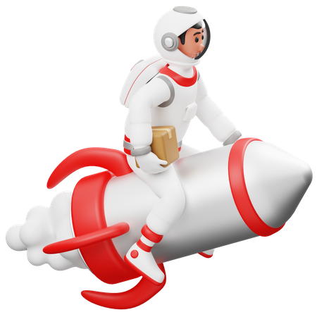 Astronaut Sending a Package 3D Illustration