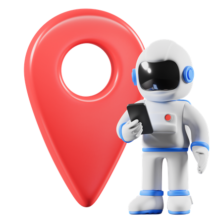 Astronaut sharing live location using mobile  3D Icon