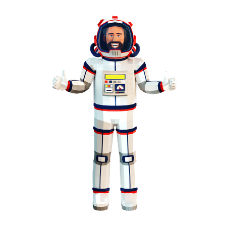 Astronaut showing thumbs up  3D Illustration