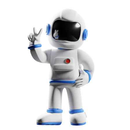 Astronaut showing victory sign  3D Illustration