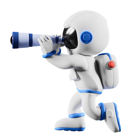 Astronaut sighting using spyglass  3D Icon