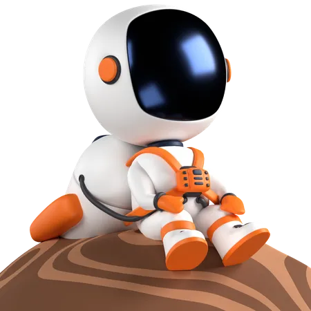 3 D Illustration Of An Astronaut Sitting On A Planet 3D Illustration
