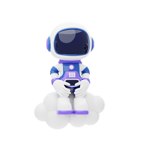 Astronaut Sitting And Relaxing  3D Illustration
