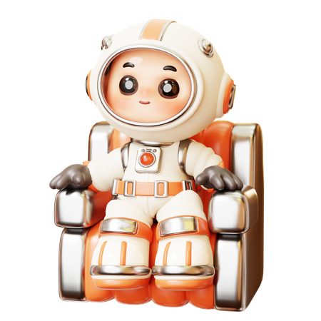 Astronaut Sitting On Spacecraft Chair  3D Illustration