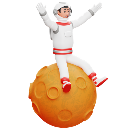 Astronaut sitzt auf dem Mars  3D Illustration