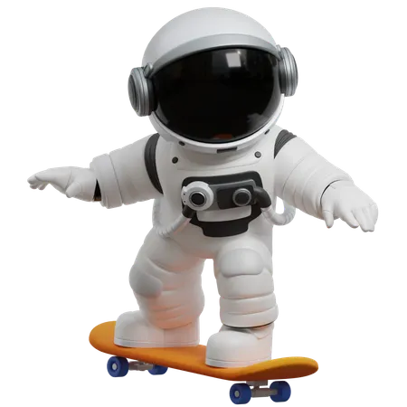 Astronauten-Skateboarden  3D Illustration