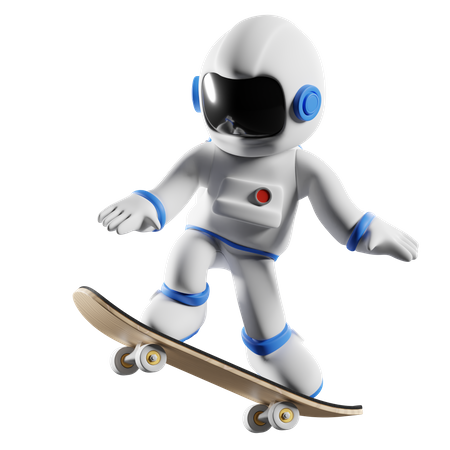 Astronaut skating  3D Illustration