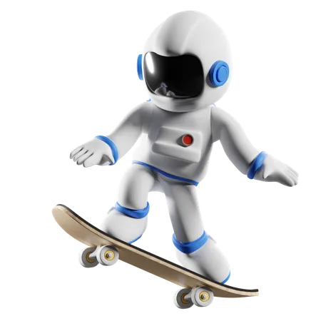 Astronaut skating  3D Illustration