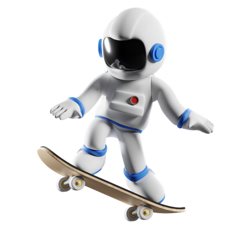 Astronaut skating 3D Illustration