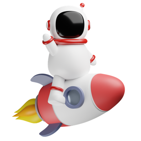 Astronaut spaceman on rocket 3D Illustration
