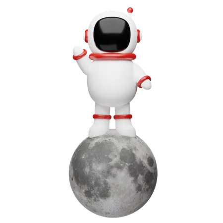 Astronaut spaceman on the moon  3D Illustration