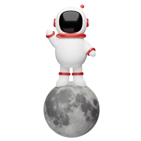 Astronaut spaceman on the moon 3D Illustration