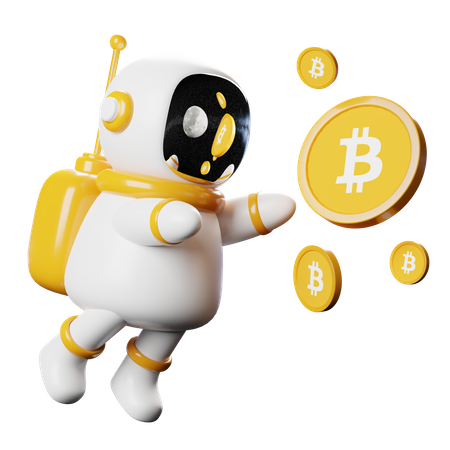 Astronaut Spaceman with Bitcoin 3D Illustration