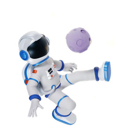 Astronaut spielt im Mond  3D Illustration