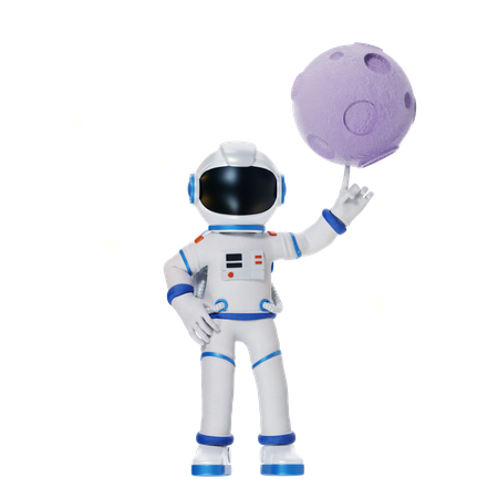 Astronaut spielt im Mond  3D Illustration